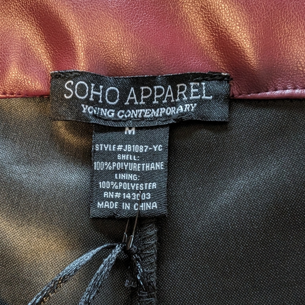 SOHO Apparel Burgundy Faux Leather Pants Women’s Medium - NWT - Picture 15 of 16